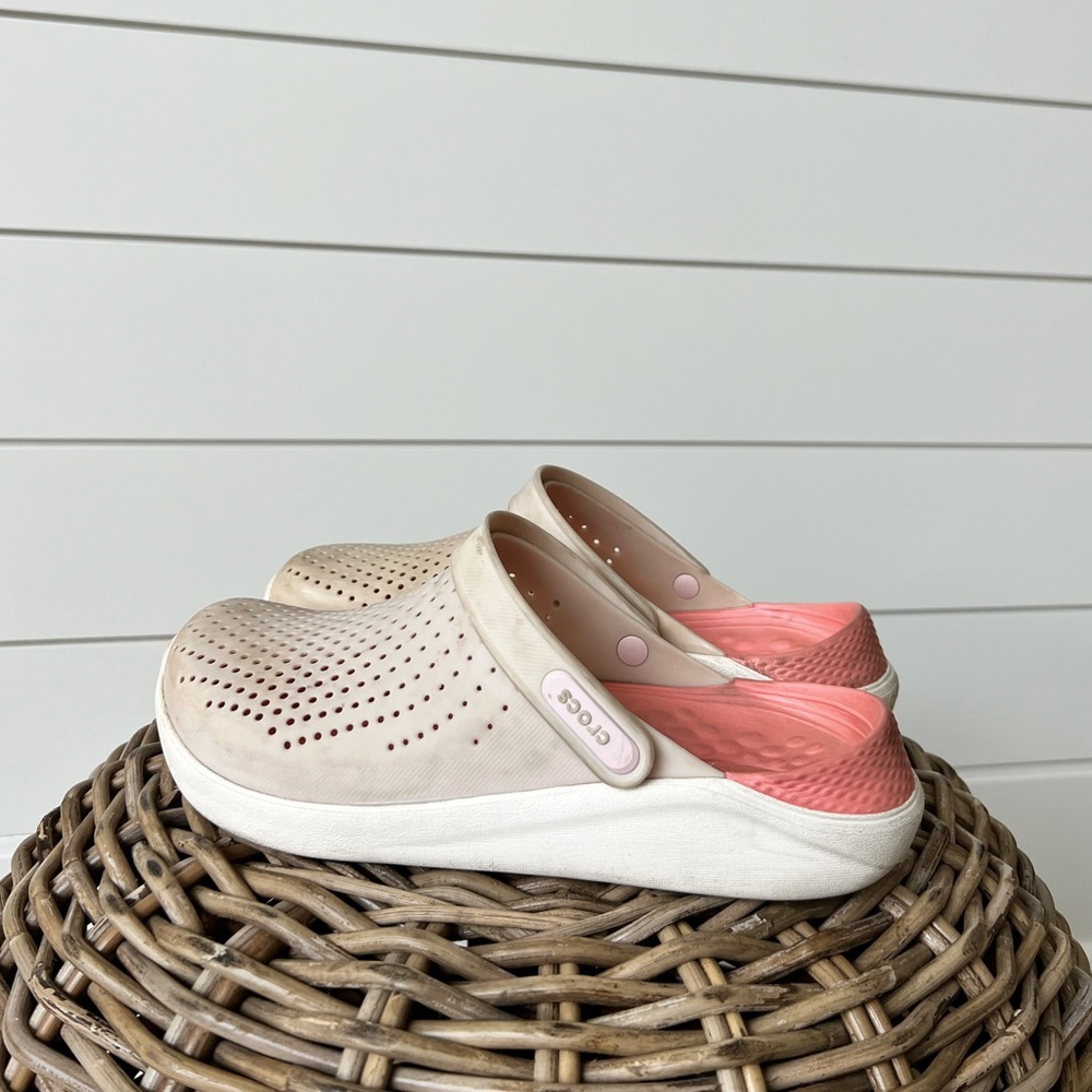 CROCS. Light pink, literide crocs.